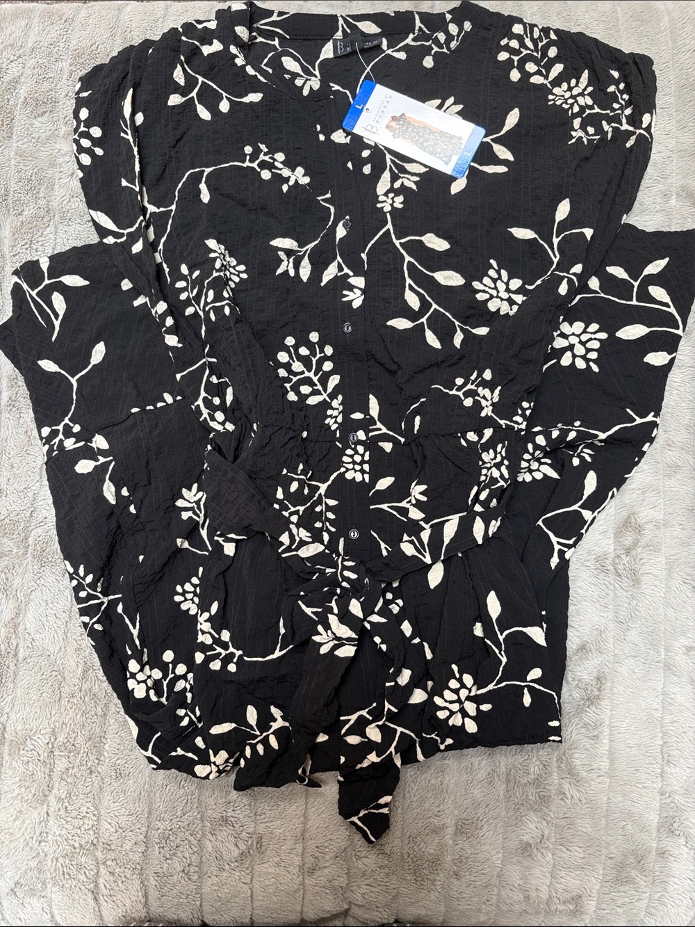 bobeau Black Maxi Dress with Cream Floral Print